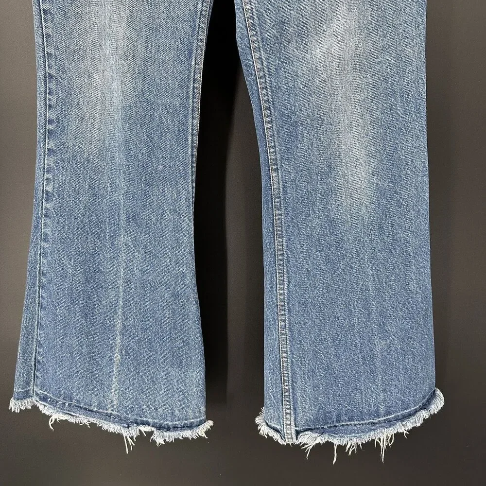 Vintage 70s Levi's Orange Tab 684 Flare Bell Bottom Denim Raw Hem Jeans Size 32